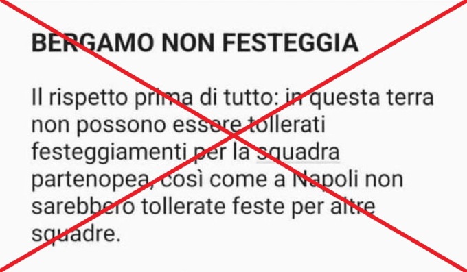 La falsa notizia del messaggio di minacce degli ultras atalantini ai tifosi del Napoli