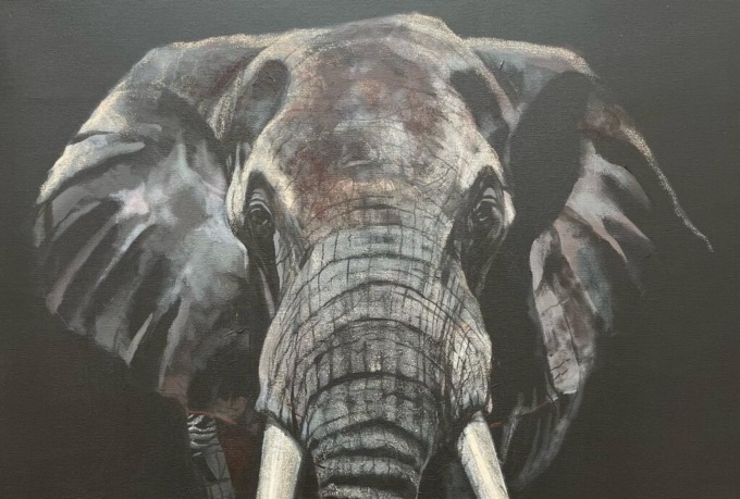 Elefanti e altri animali selvaggi nell’arte di Giusy Rampini, in mostra alla Galleria Ceribelli