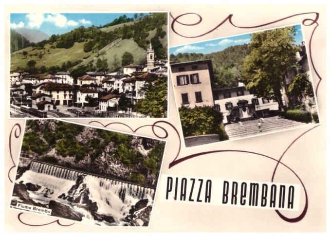 Una collezione di ricordi dal volume “Saluti da Piazza Brembana”, con cartoline d’epoca
