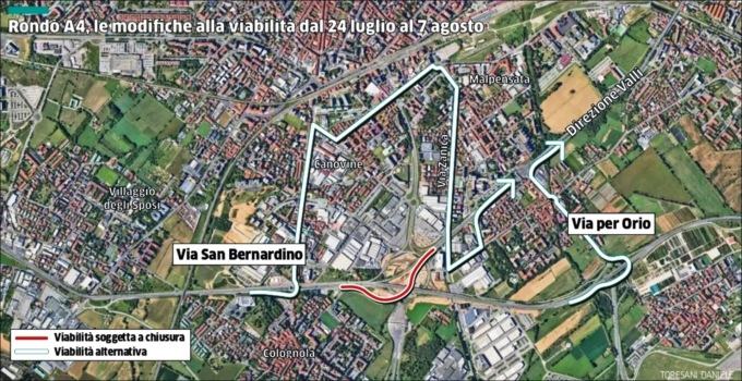 Bretella chiusa sull’asse verso Campagnola: code sulle strade alternative