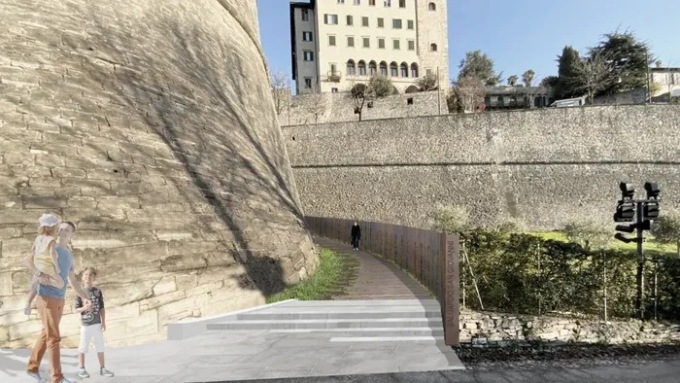 Nuovo accesso pedonale a Città Alta da via Tre Armi, attraverso le mura
