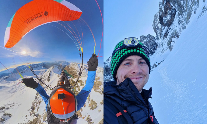 Giù dal Pizzo Recastello, in “sella” a una… vela. L’ennesima impresa di Angelo Busi