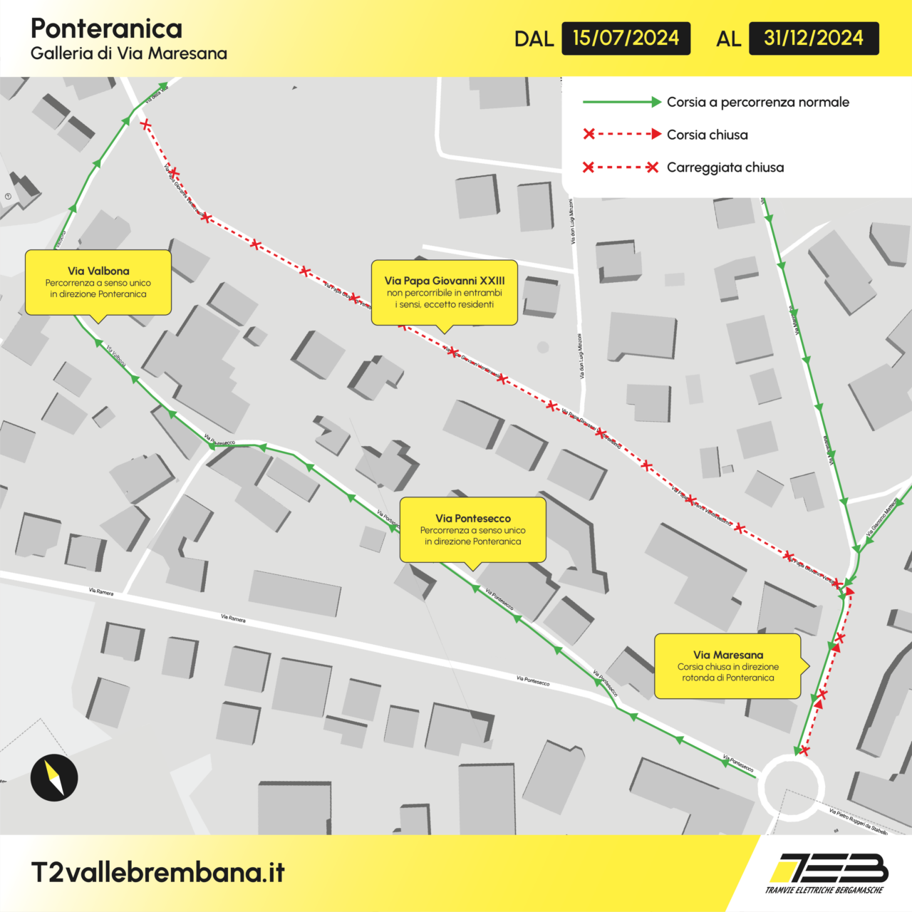 MappaViabilità_Ponteranica_dal 15 luglio 2024 tram T2