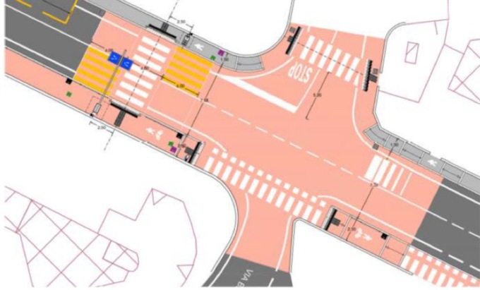 Il nuovo volto di via Matteotti a Grassobbio (paga tutto l’intervento l’aeroporto)