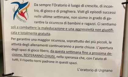 Gruppo di minori crea problemi, dopo l'arrivo dei carabinieri chiude l'oratorio di Urgnano