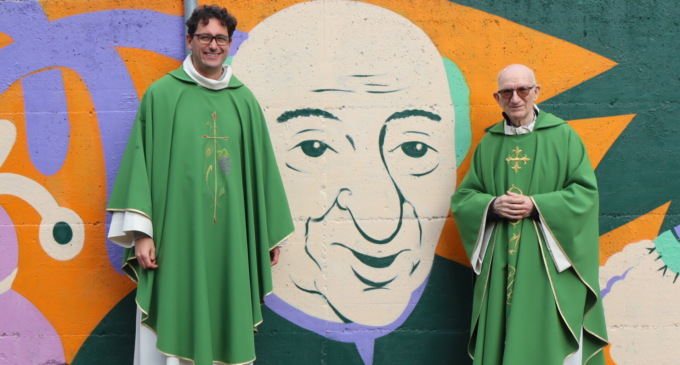 Il bellissimo murale al Villaggio degli Sposi per omaggiare il quartiere e don Bepo