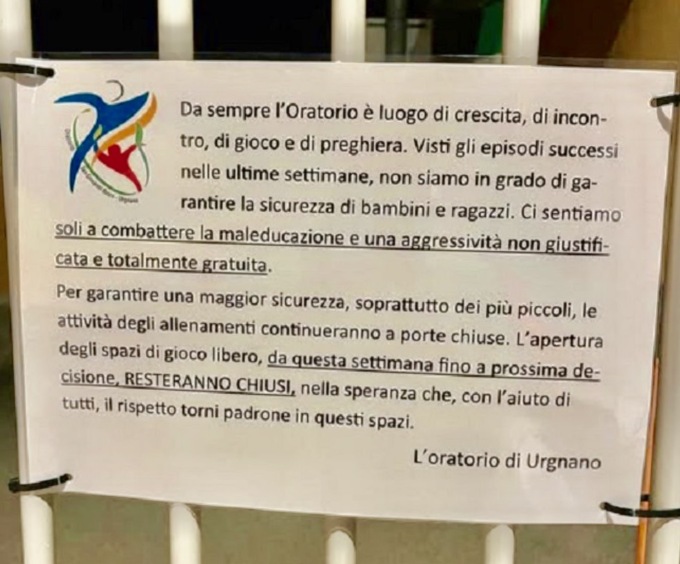 Bullismo e violenza verbale e fisica tra giovanissimi. Ora pure gli oratori chiudono