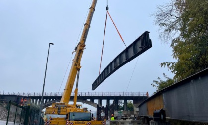 Completata la posa delle travi del Ponte Rino della T2 della Val Brembana a Villa d'Almè