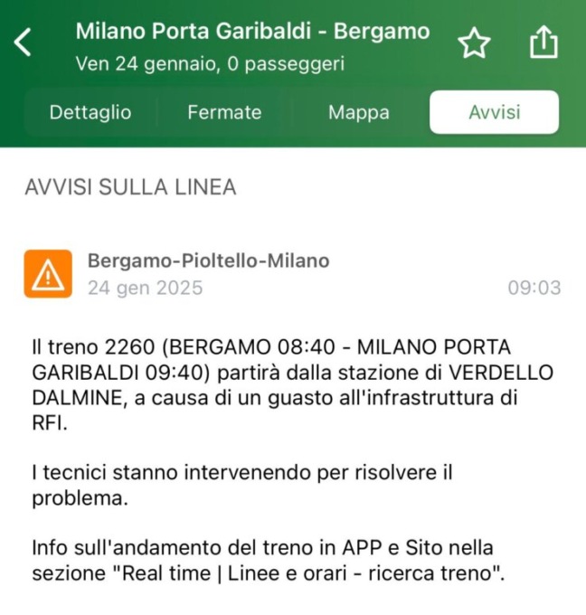 Milano-Bergamo via Carnate, treno soppresso per quattro giorni e altri disagi