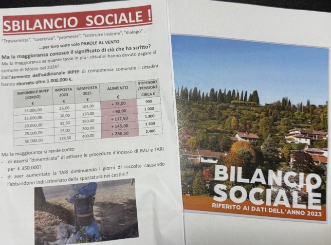(S)bilancio sociale a Mozzo? Il sindaco Ubiali: «È tutta disinformazione»