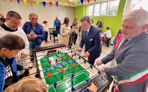 La nuova sala giochi dell’oratorio di Grassobbio, che è stata dedicata a San Carlo Acutis
