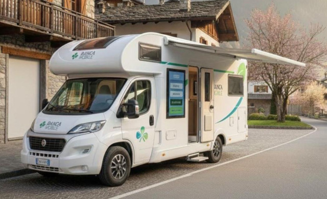 Niente più fliale della banca? A Castione arriva quella su ruote: i servizi di Intesa a bordo di un camper