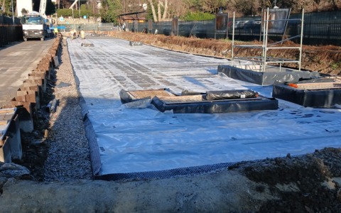 Pronta la struttura principale della nuova vasca di laminazione in largo Barozzi a Bergamo: tempi rispettati