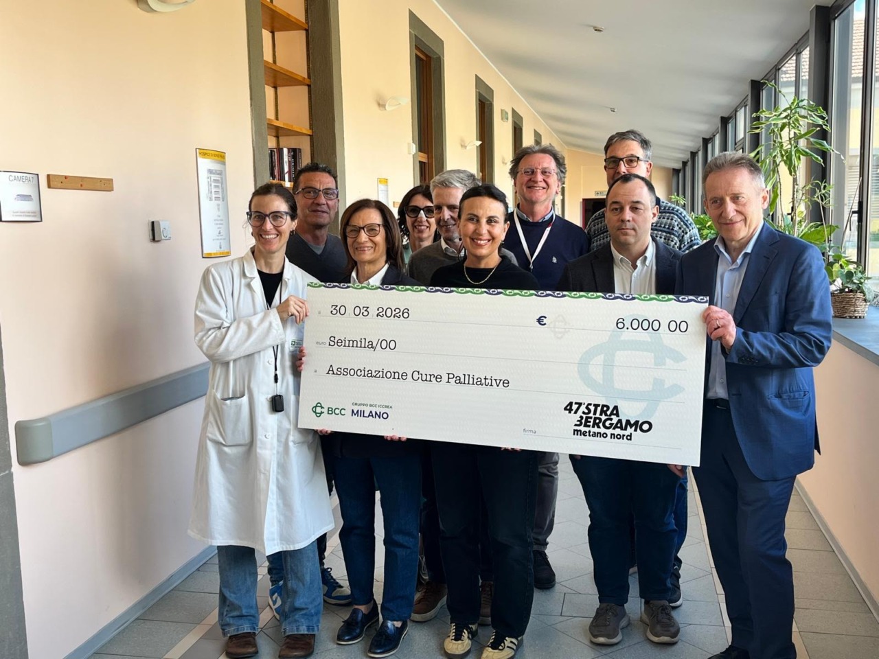 Grazie alla Strabergamo 2025 sono stati donati seimila euro all’associazione Cure Palliative di Bergamo