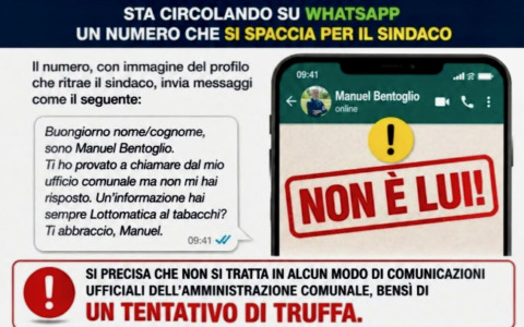«Buongiorno, sono il sindaco Manuel Bentoglio»: la truffa corre su WhatsApp a Grassobbio