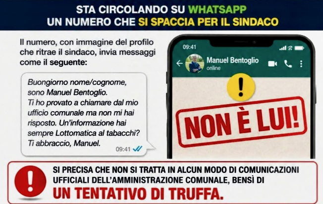 «Buongiorno, sono il sindaco Manuel Bentoglio»: la truffa corre su WhatsApp a Grassobbio