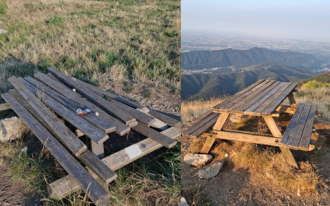 È stato riparato il tavolo da pic nic che era stato vandalizzato sul Monte Linzone