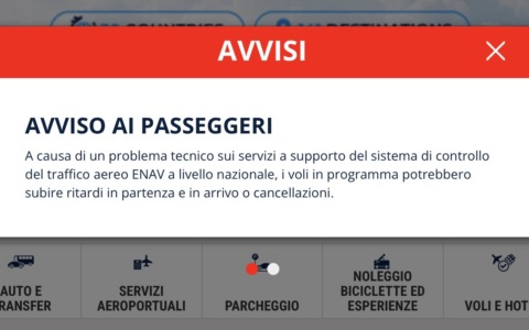 Caos voli per un guasto di Enav: stop e ritardi anche a Orio al Serio