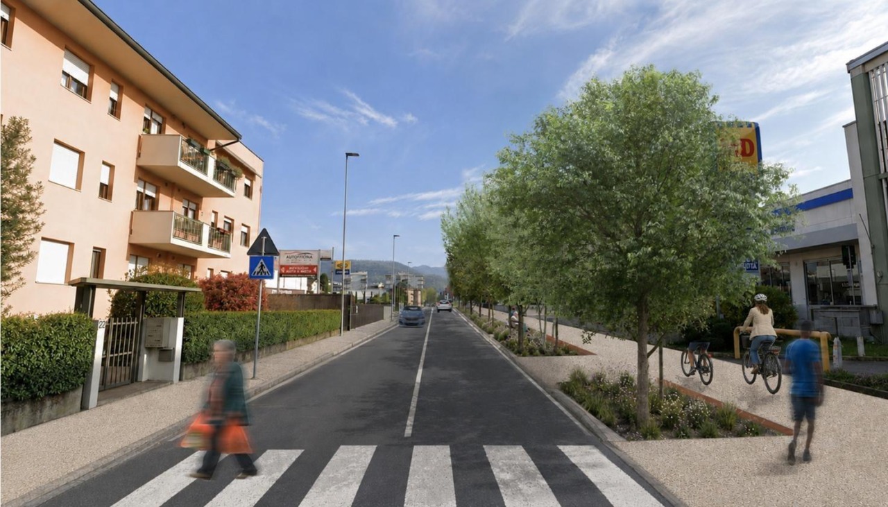 Via Ghislandi cambia volto: più verde e una nuova ciclopedonale